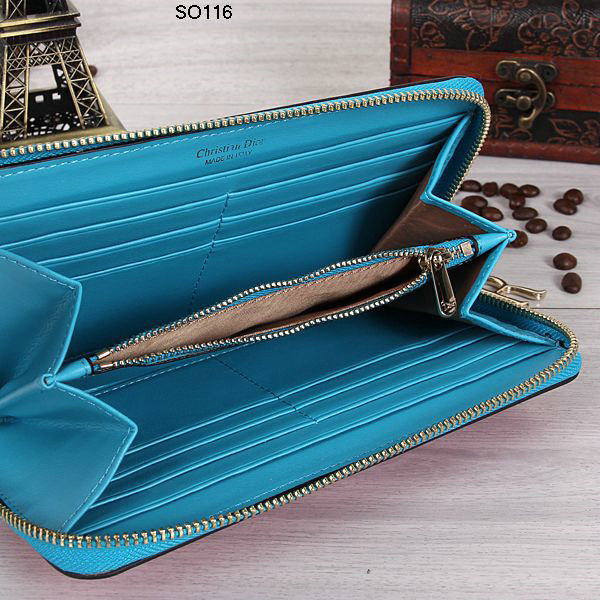 dior wallet calfksin leather 116 rosered&blue
